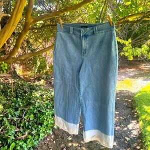 NYDJ Light Blue Flare Jeans with Cream Lace Hem 👖